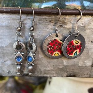 2 💜💜 for$20Boho upcycled tin earrings and pewter dangle earrings 2 pair incl.